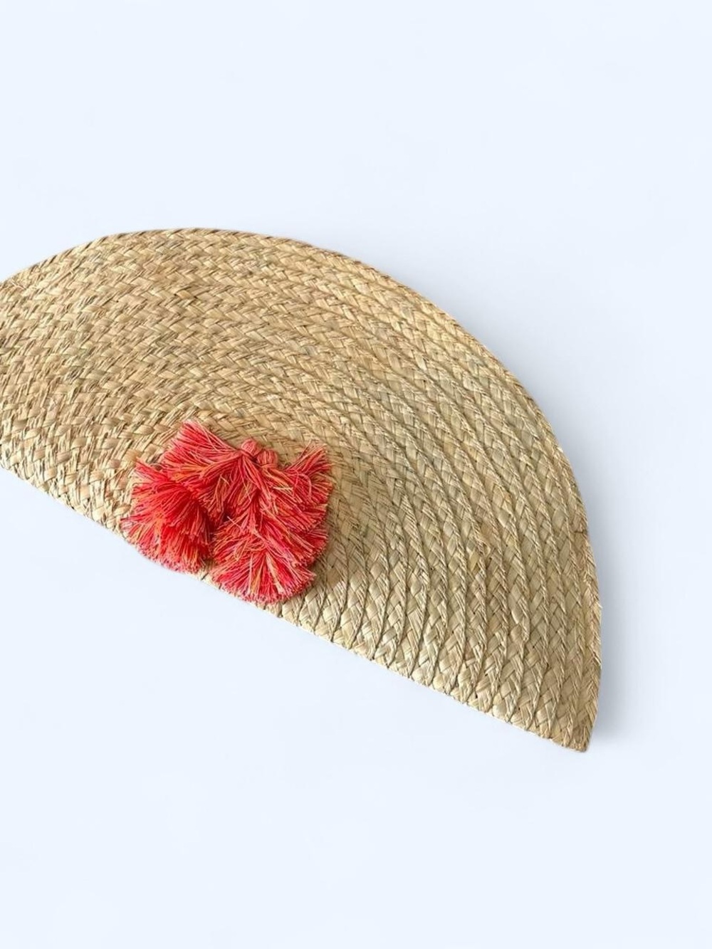 Muse Gold Straw Clutch with Coral Pink Tassel